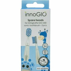 innoGIO GIOGiraffe Spare Heads for Sonic Toothbrush tartalék fejek a szónikus elemes fogkeféhez gyermekeknek GIOGiraffe Sonic Toothbrush Blue 2 db kép