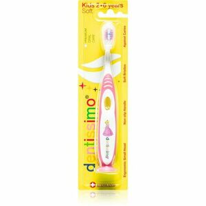 Dentissimo Toothbrushes Kids tapadókorongos fogkefe gyermekek számára gyenge árnyalat Pink 1 db kép
