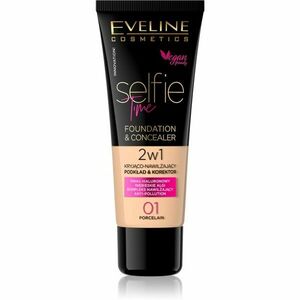 Eveline Cosmetics Selfie Time alapozó és korrektor 2 az 1-ben árnyalat 01 Porcelain 30 ml kép