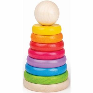Bigjigs Toys First Rainbow Stacker gyűrűpiramis fából készült kép