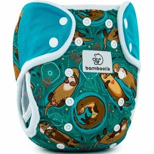 Bamboolik DUO Diaper Cover mosható pelenkakülső patentzáras Otters in Love + Turquoise kép