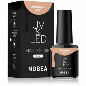 NOBEA UV & LED Nail Polish gél körömlakk UV / LED-es lámpákhoz fényes árnyalat Sparkling Wine #37 6 ml kép