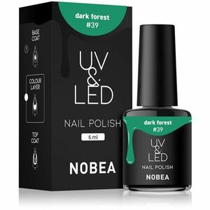 NOBEA UV & LED Nail Polish gél körömlakk UV / LED-es lámpákhoz fényes árnyalat Dark forest #39 6 ml kép