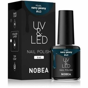 NOBEA UV & LED Nail Polish gél körömlakk UV / LED-es lámpákhoz fényes árnyalat Navy peon #40 6 ml kép