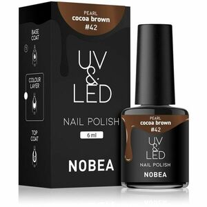NOBEA UV & LED Nail Polish gél körömlakk UV / LED-es lámpákhoz fényes árnyalat Cocoa brown #42 6 ml kép