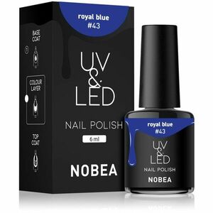 NOBEA UV & LED Nail Polish gél körömlakk UV / LED-es lámpákhoz fényes árnyalat Royal blue #43 6 ml kép