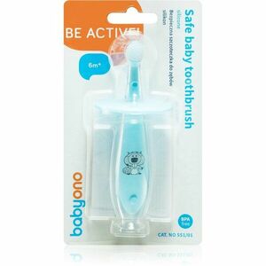 BabyOno Safe Baby Toothbrush fogkefe gyermekeknek 6m+ Blue 1 db kép