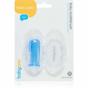 BabyOno Take Care First Toothbrush ujjra húzható fogkefe gyermekeknek tokkal Blue 1 db kép