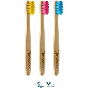 NORDICS bambusz fogkefe gyerekeknek, rózsaszínű kép