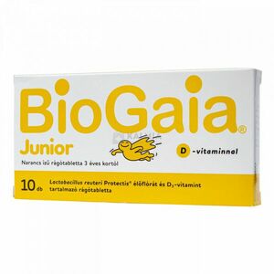 BioGaia Junior + D-vitamin étrend-kiegészítő rágótabletta 10 db kép