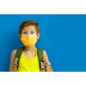 3 rétegű egészségügyi gyerek szájmaszk, gumis rögzítéssel, sárga... kép