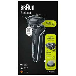 Braun Series 5 51-W1600s Szitaborítású vágófejes borotva Fekete, Fehér kép