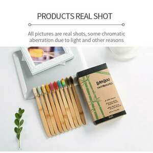 10 db természetes fa bambusz fogkefe kép