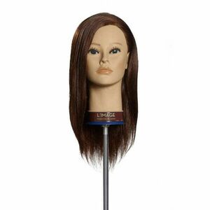 L'Image Nicola modellező babafej 35cm természetes sötétszőke hajjal kép