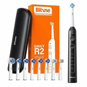 Rotary toothbrush with tips set and travel case Bitvae R2 (black) kép