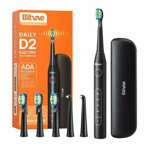 Sonic toothbrush with tips set and travel case D2 (black) kép