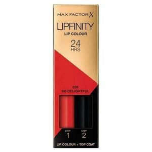 Folyékony Rúzs - Max Factor Lipfinity, Lip Colour + Top Coat, árnyalata 026 So Delightful, 1 csomag kép