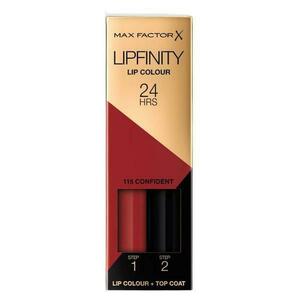 Folyékony Rúzs - Max Factor Lipfinity, Lip Colour + Top Coat, árnyalata 115 Confident, 1 csomag kép