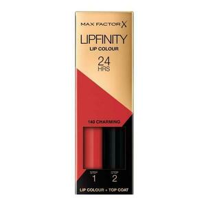 Folyékony Rúzs - Max Factor Lipfinity, Lip Colour + Top Coat, árnyalata 140 Charming, 1 csomag kép