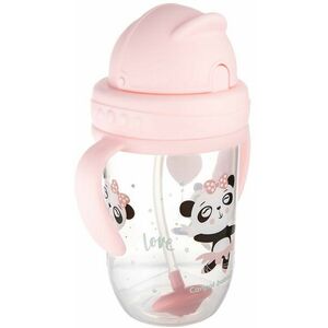 Canpol babies Nem kifolyó szívószálas csésze súlyokkal 6hó+ Egzotikus állatok rózsaszínű 270 ml kép