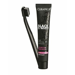 Curaprox Black is White fogkefe + fogkrém szett 90 ml kép