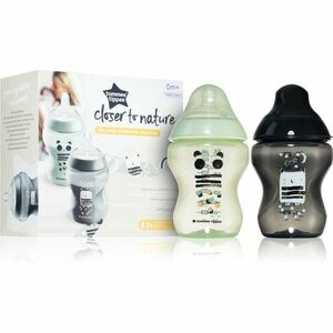 Tommee Tippee Closer To Nature Anti-colic Ollie and Pip cumisüveg Slow Flow 0m+ 2x260 ml kép
