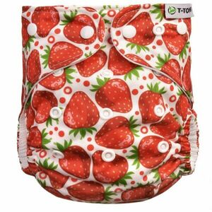 T-TOMI Pant Diaper AIO Changing Set Snaps mosható nadrágpelenka cserélhető betéttel patentzáras Strawberries 4 -15 kg 3 db kép