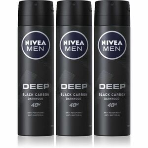 Nivea Men Deep Black Carbon Darkwood izzadásgátló spray 3 x 150 ml (takarékos kiszerelés) uraknak kép