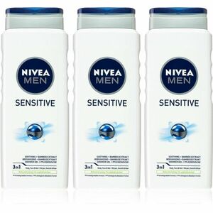 Nivea Men Sensitive fürdőgél férfiaknak 3 x 500 ml (takarékos kiszerelés) kép