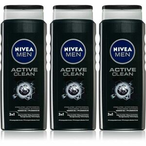 Nivea Men Active Clean fürdőgél férfiaknak 3 x 500 ml (takarékos kiszerelés) kép