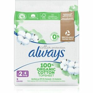 Always Cotton Protection Long egészségügyi betétek parfümmentes 9 db kép