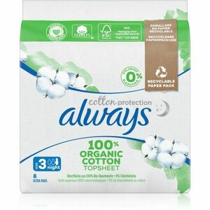 Always Cotton Protection Night egészségügyi betétek parfümmentes 8 db kép