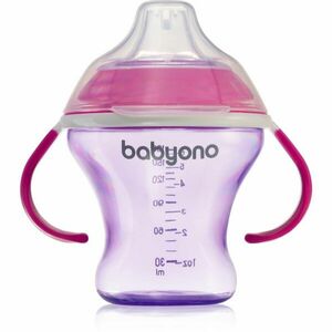 BabyOno Take Care Non-spill Cup with Soft Spout gyakorlóbögre fogantyúval Purple 3 m+ 180 ml kép