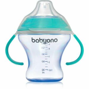BabyOno Take Care Non-spill Cup with Soft Spout gyakorlóbögre fogantyúval Turquoise 3 m+ 180 ml kép