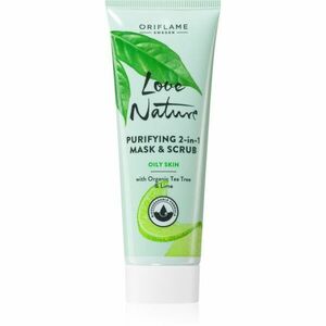 Oriflame Love Nature Organic Tea Tree & Lime tisztító maszk és peeling zsíros bőrre 75 ml kép