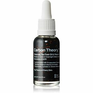 Carbon Theory Charcoal, Tea Tree Oil & Vitamin E regeneráló éjszakai szérum revitalizáló hatással a problémás bőrre 30 ml kép