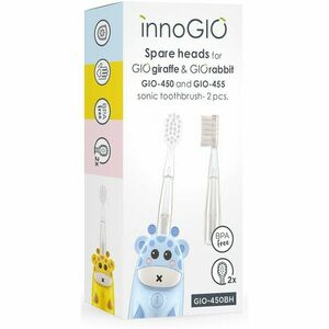innoGIO GIOGiraffe & GIORabbit Spare Heads Transparent csere fejek a fogkeféhez gyermekeknek GIOGiraffe & GIORabbit Sonic Toothbrush 2 db kép