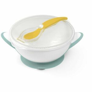 BabyOno Be Active Suction Bowl with Spoon etetőszett gyermekeknek Green/Yellow 6 m+ 2 db kép