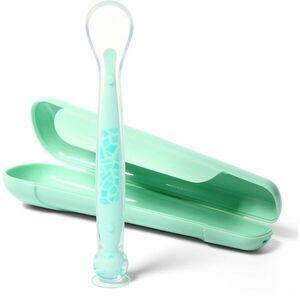 BabyOno Be Active Suction Baby Spoon kiskanál + bevonat Green 6 m+ 1 db kép