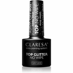 Claresa UV/LED Top Glitter No Wipe zselés fedő körömlakk csillogó árnyalat Glitter Silver 5 g kép
