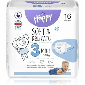 BELLA Baby Happy Soft&Delicate Size 3 MIdi eldobható pelenkák 5-9 kg 16 db kép