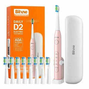 Sonic toothbrush with tips set, holder and case D2 (pink) kép