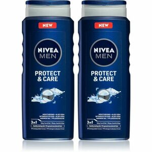 Nivea Men Protect & Care tusfürdő gél arcra, testre és hajra 2 x 500 ml (takarékos kiszerelés) kép