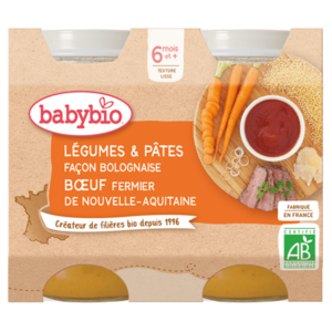 Babybio bolognai tészta marhahússal bébiétel, 6M+ 2 x 200 g kép