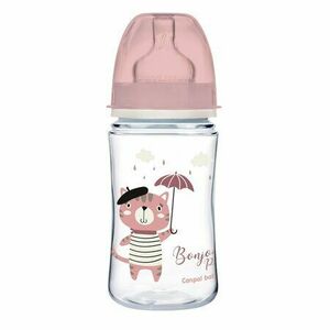 Canpol babies Kólika elleni cumisüveg széles EasyStart BONJOUR PARIS rózsaszín 240 ml 240 ml kép