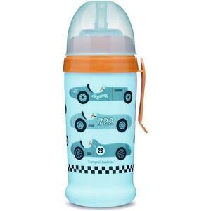 Canpol babies Itatópohár cseppmentes szívószállal - kék autók 350 ml kép