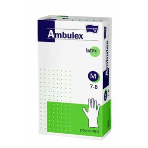 Ambulex LATEX kesztyűk M-es méret, nem steril, púderezett 100 db kép