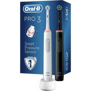 Oral-B Pro 3 3900 Elektromos fogkefe Duopack - Fekete/Fehér (2 db) kép
