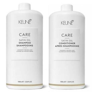 Hajápoló Csomag a Haj Csillogására - Keune Care Satin Oil: Sampon 1000 ml és Balzsam 1000 ml kép