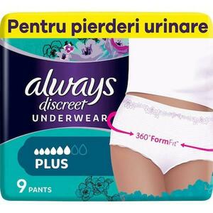 Vizelet Inkontinencia Női Bugyi - Always Discreet Underwear Plus, méret M, 9 db. kép